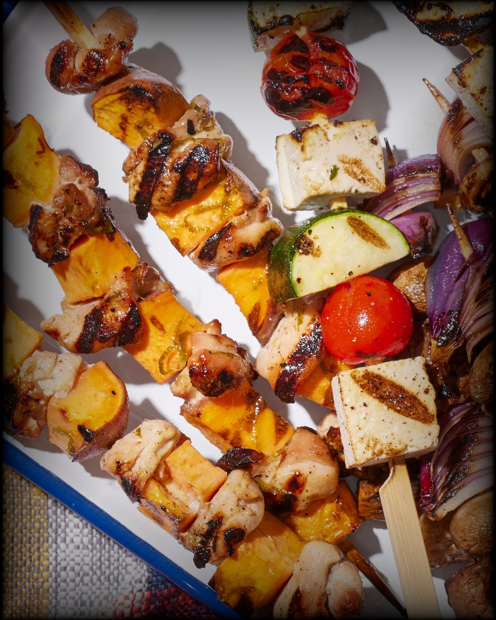 Chicken and sweet potato kebabs